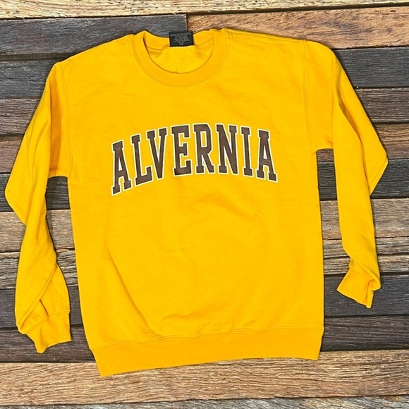 Alvernia University Pennsylvannia Crewneck Yellow Pullover Sweatshirt - Picture 1 of 3